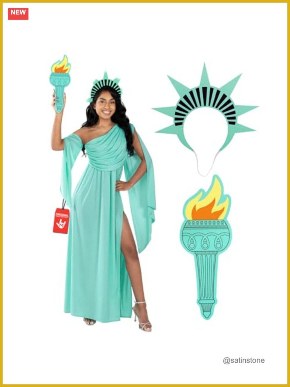 Statue of Liberty Costume Women Halloween Dress Up Polyester